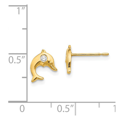 14k Madi K CZ Children's Dolphin Post Earrings