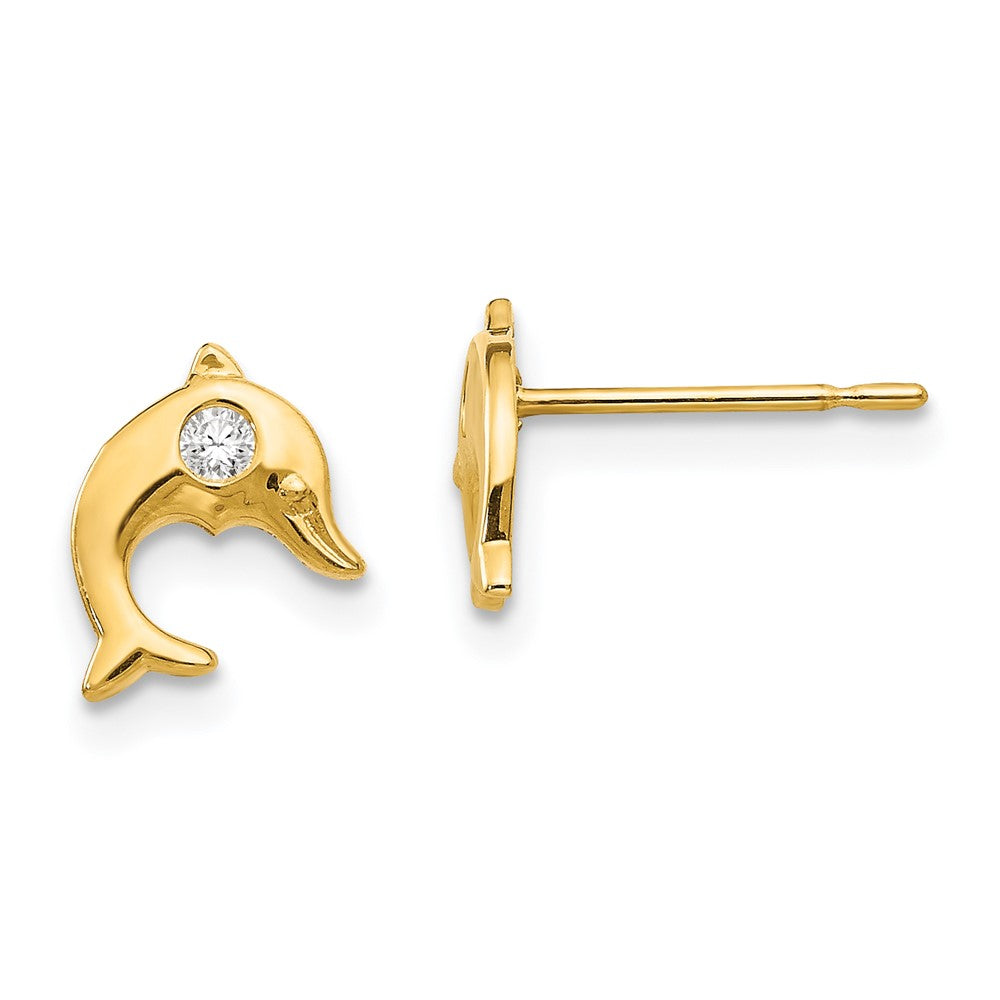 14k Madi K CZ Children's Dolphin Post Earrings