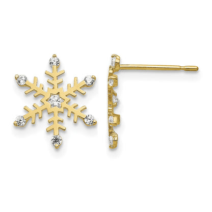 14k Madi K CZ Snowflake Childrens Post Earrings