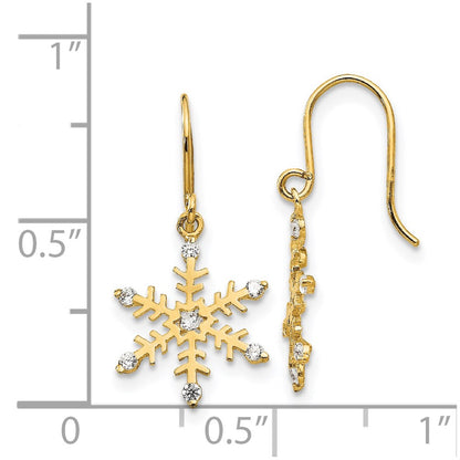 14k Madi K CZ Children's Snowflake Dangle Earrings