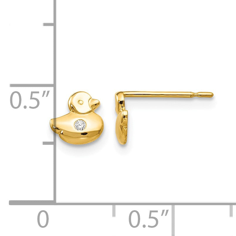 14k Madi K CZ Duck Childrens Post Earrings