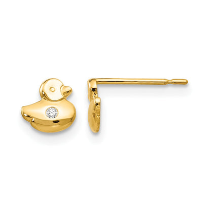 14k Madi K CZ Duck Childrens Post Earrings