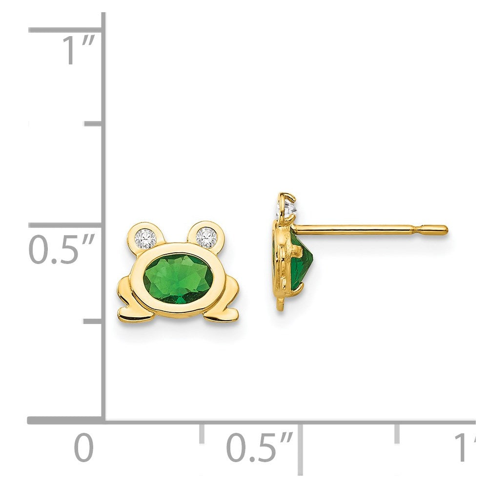 14k Madi K CZ Children's Frog Post Earrings