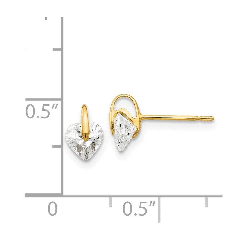 14k Madi K CZ Children's Heart Post Earrings