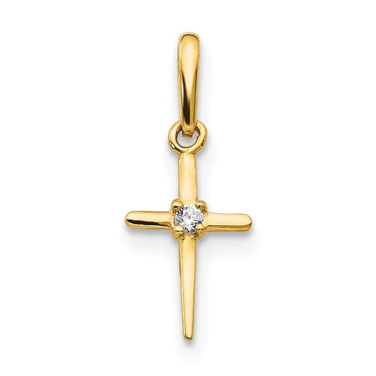 14k Madi K CZ Children's Cross Pendant