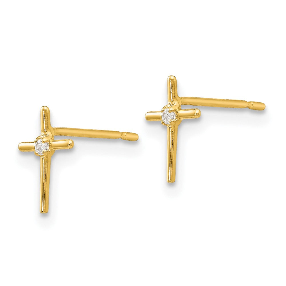 14k Madi K CZ Children's Cross Post Earrings