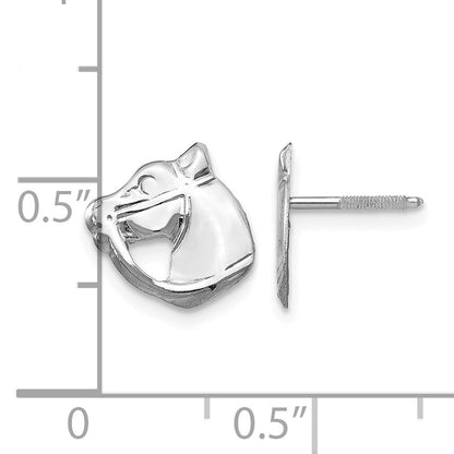 14k White Gold Madi K Horse Head Childrens Screwback Post Earrings