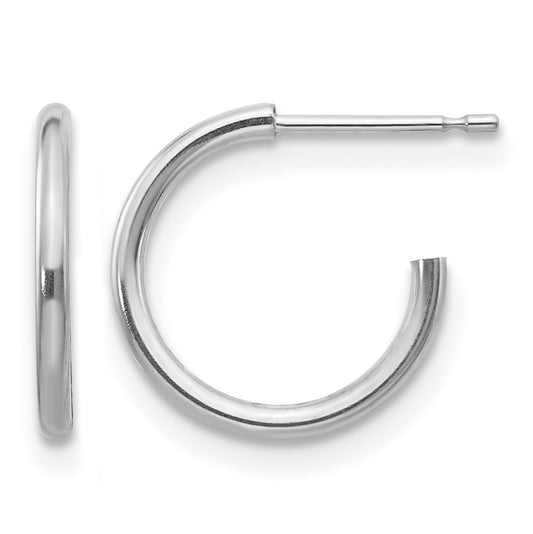 14k White Gold Madi K Polished 1x13mm J-Hoop Post Earrings