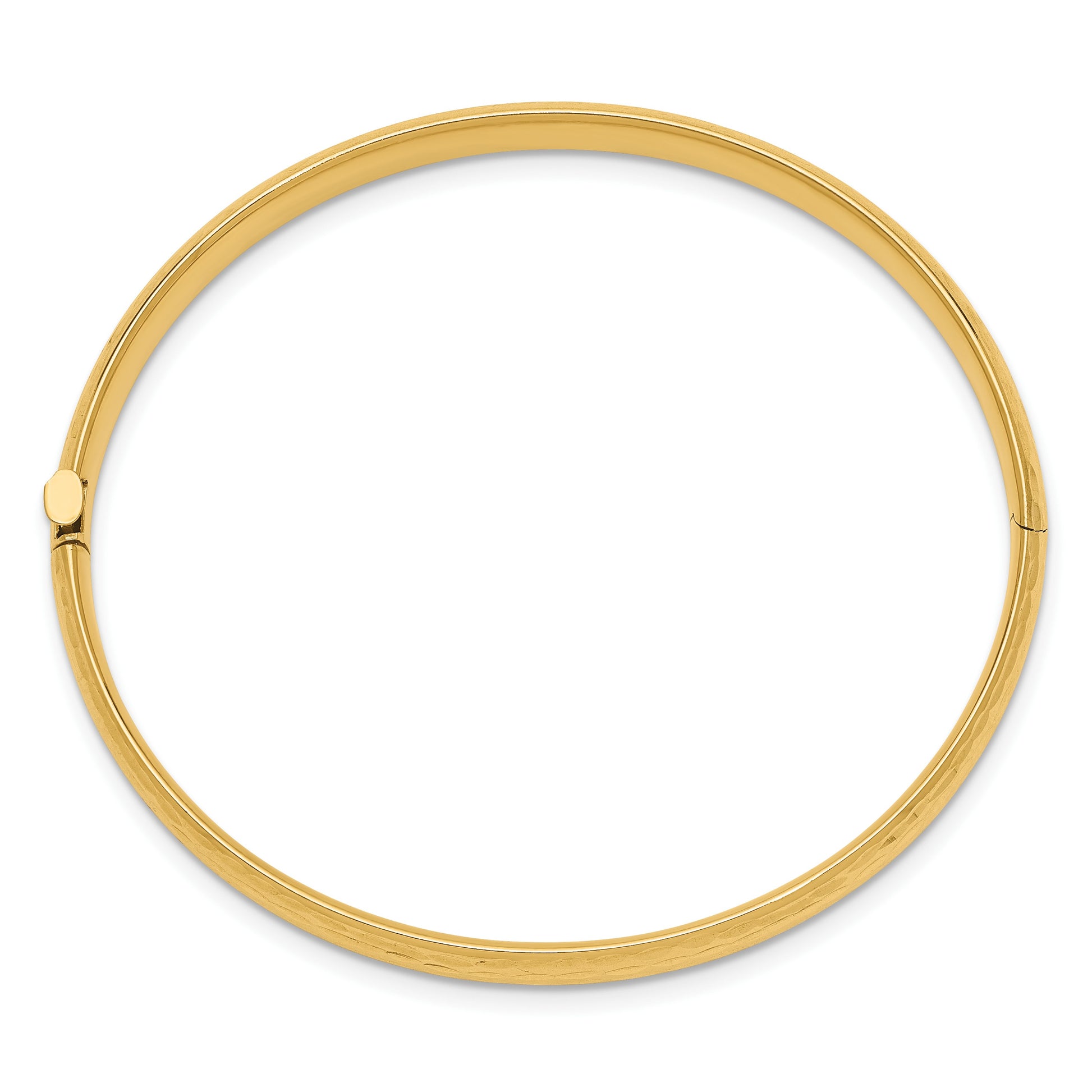 14k Madi K Kids Polished Hammered 5mm Hinged Childs Bangle