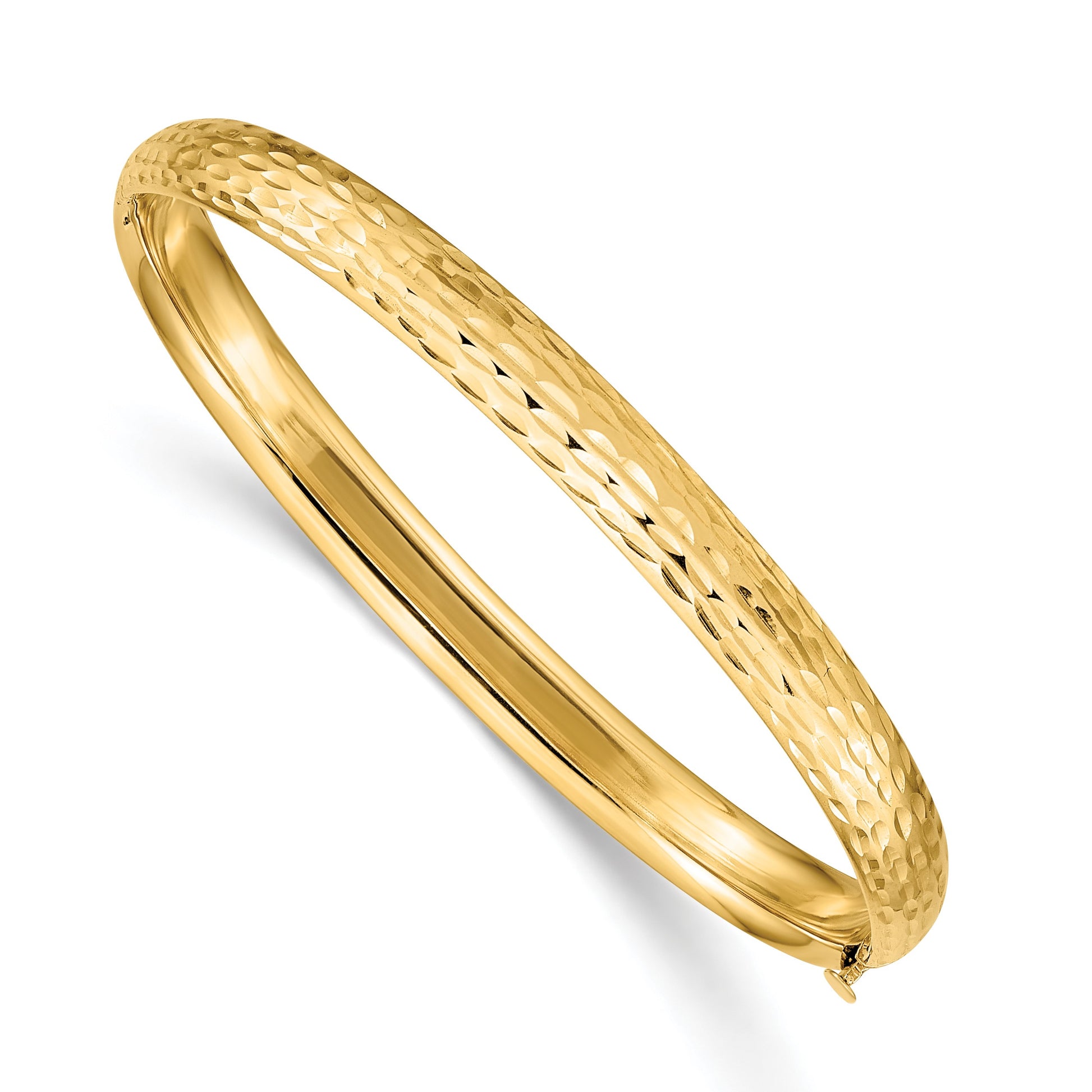 14k Madi K Kids Polished Diamond-cut 5mm Hinged Childs Bangle