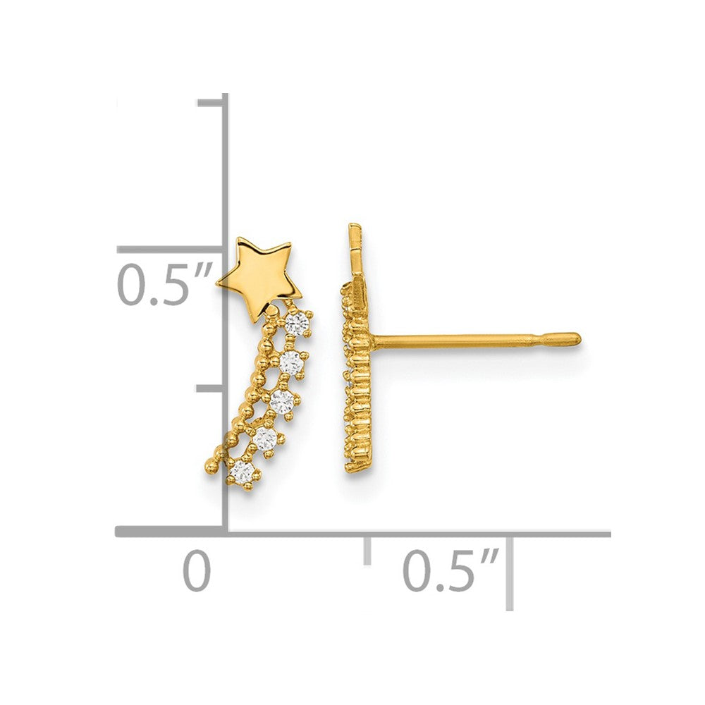 14k Madi K Kids CZ Shooting Star Post Earrings