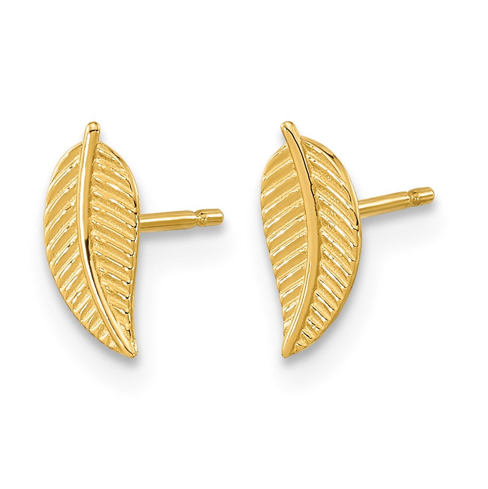 14k Madi K Kids Leaf Childrens Post Earrings