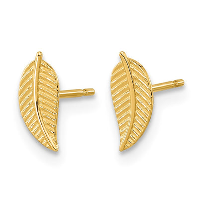 14k Madi K Kids Leaf Childrens Post Earrings
