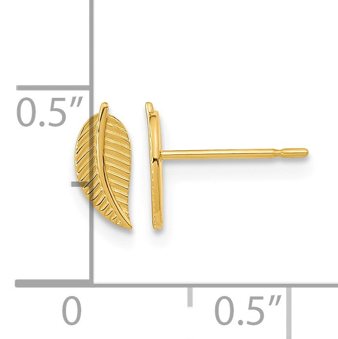 14k Madi K Kids Leaf Childrens Post Earrings