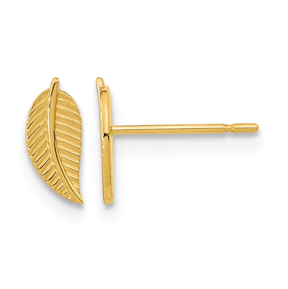14k Madi K Kids Leaf Childrens Post Earrings