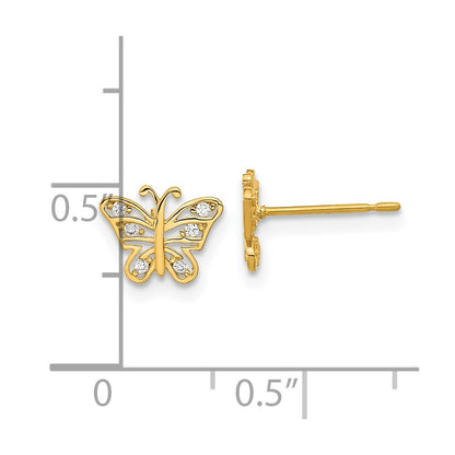 14k Madi K Kids CZ Butterfly Post Earrings