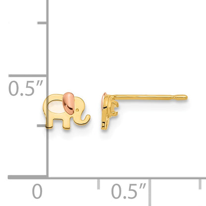 14k Two-tone Madi K Mother of Pearl Elephant Childrens Post Earrings