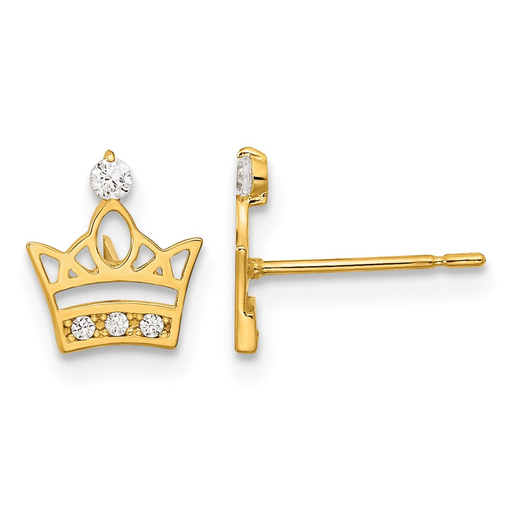 14k Madi K Kids CZ Crown Post Earrings