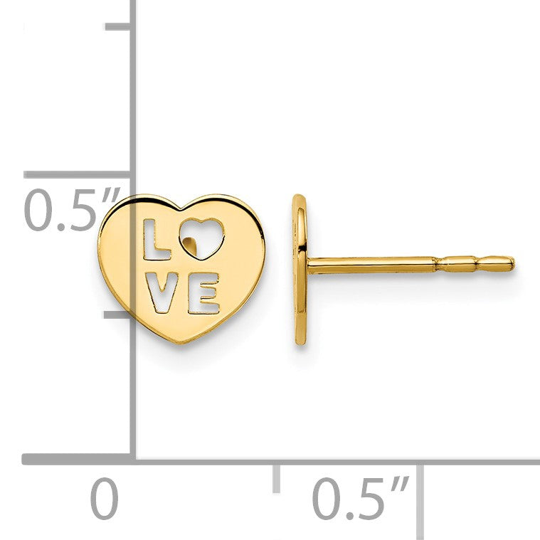 14k Madi K 7.00mm Love Heart Childrens Post Earrings