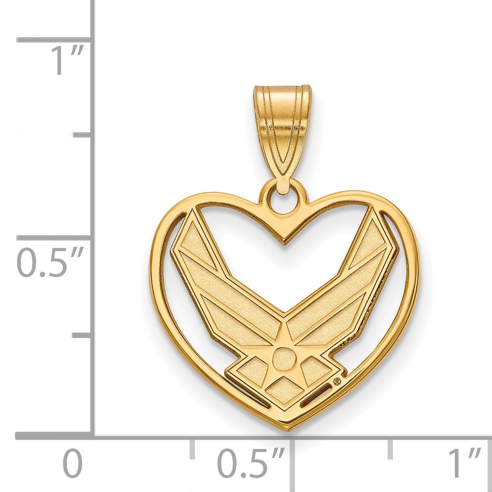 Sterling Silver Gold-plated LogoArt U.S. Air Force Heart Pendant
