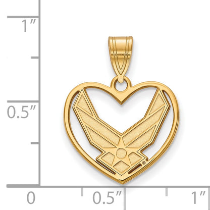 Sterling Silver Gold-plated LogoArt U.S. Air Force Heart Pendant