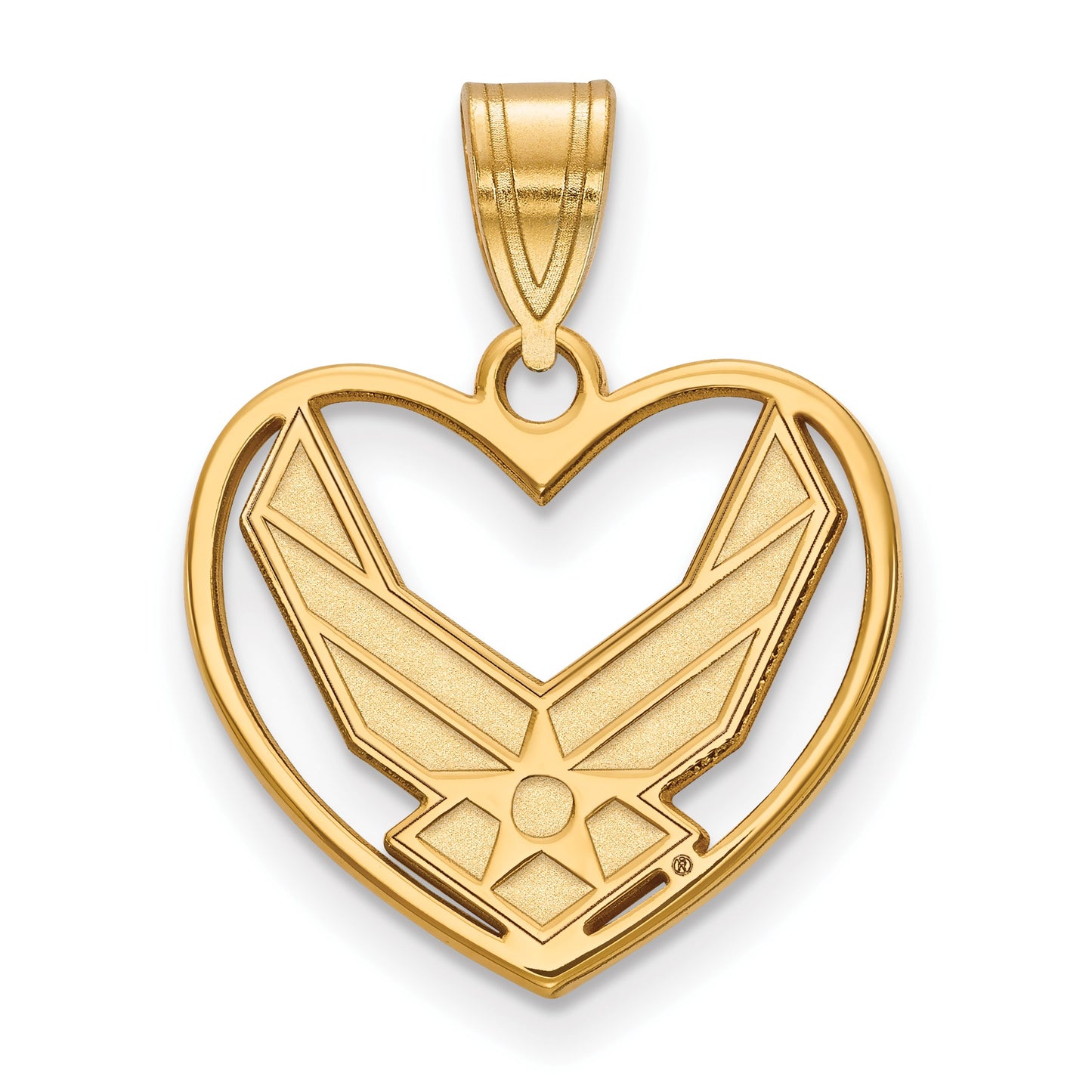 Sterling Silver Gold-plated LogoArt U.S. Air Force Heart Pendant