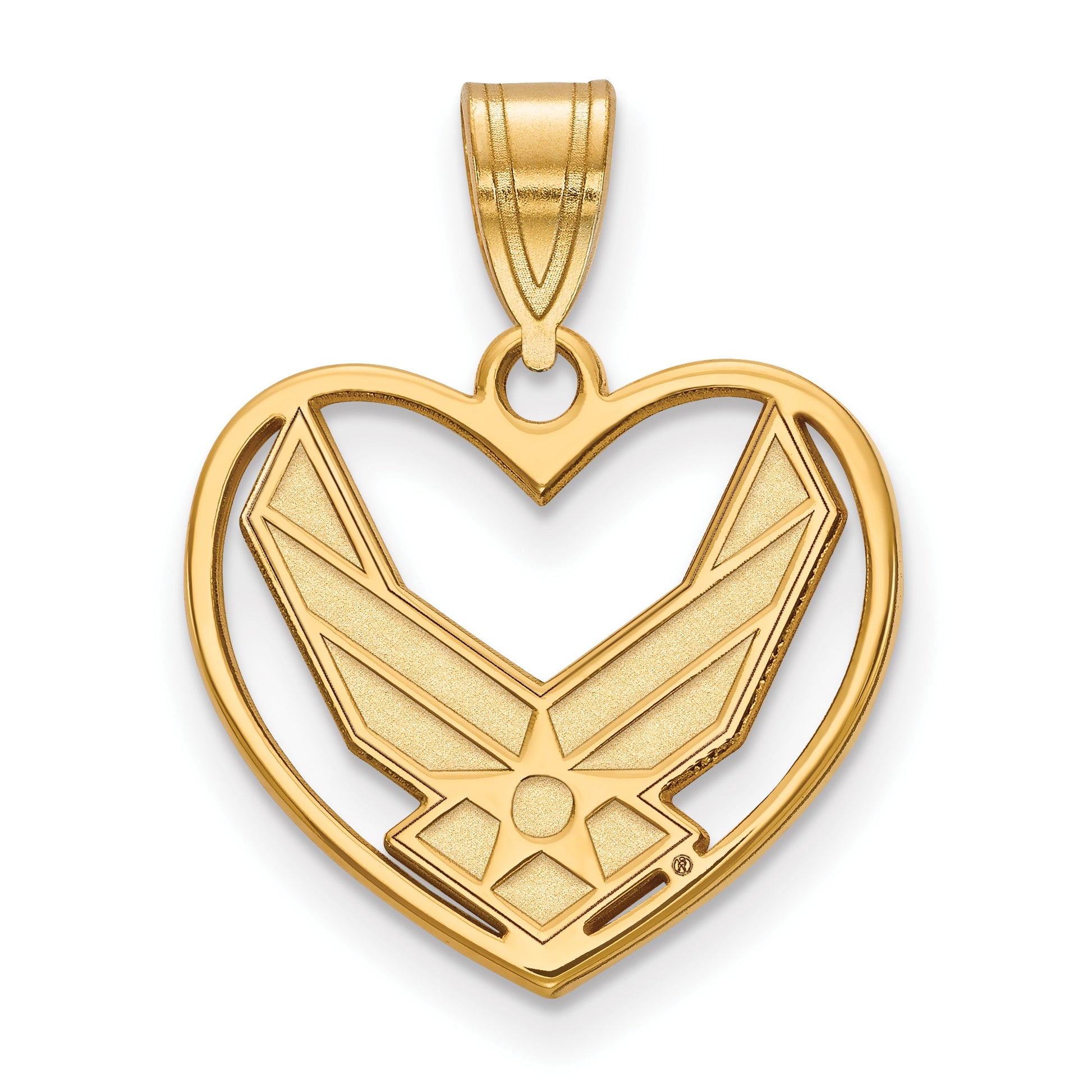 Sterling Silver Gold-plated LogoArt U.S. Air Force Heart Pendant