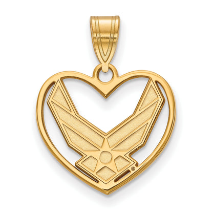 Sterling Silver Gold-plated LogoArt U.S. Air Force Heart Pendant