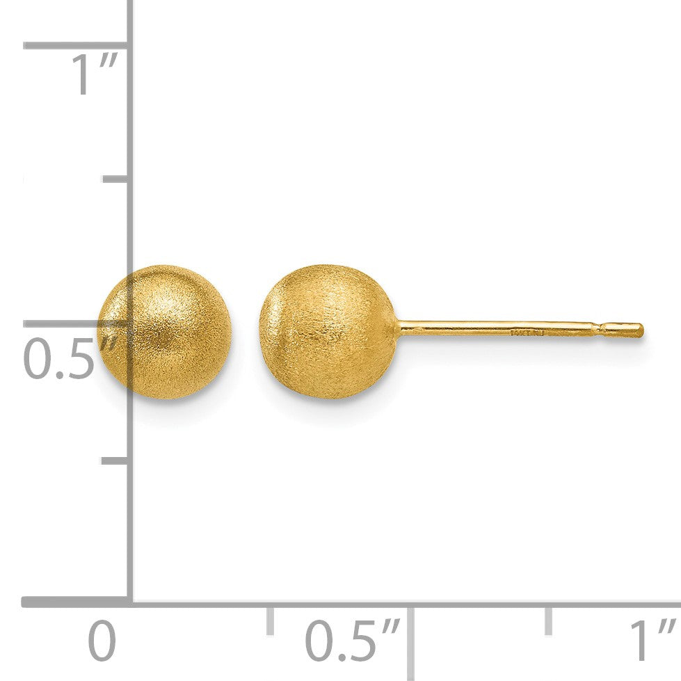 14K 6mm Satin Puffed Ball Post Earrings