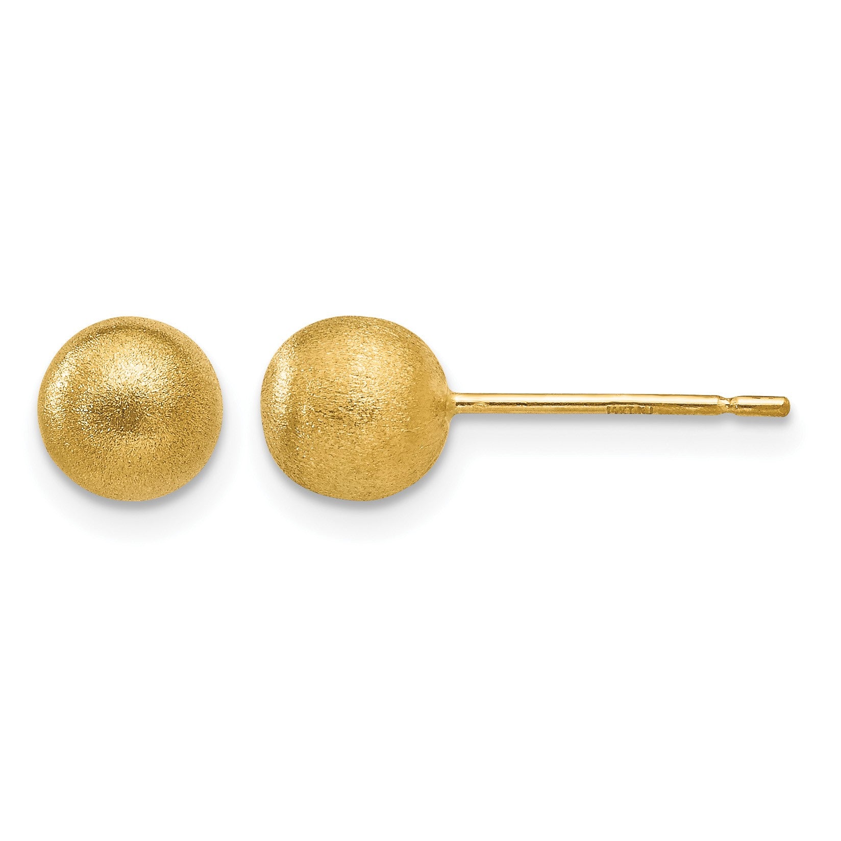 14K 6mm Satin Puffed Ball Post Earrings