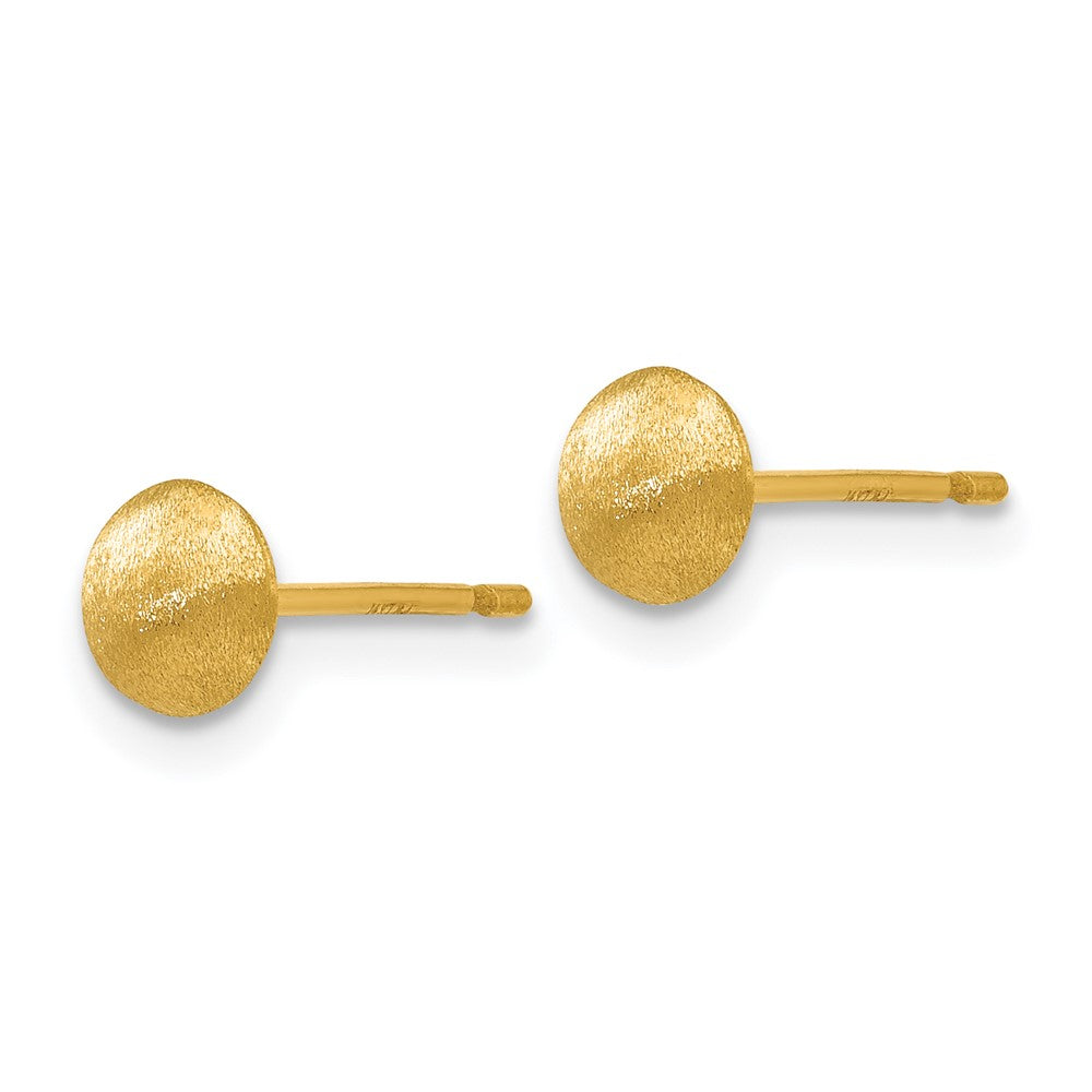 14K 5mm Satin Puffed Button Post Earrings