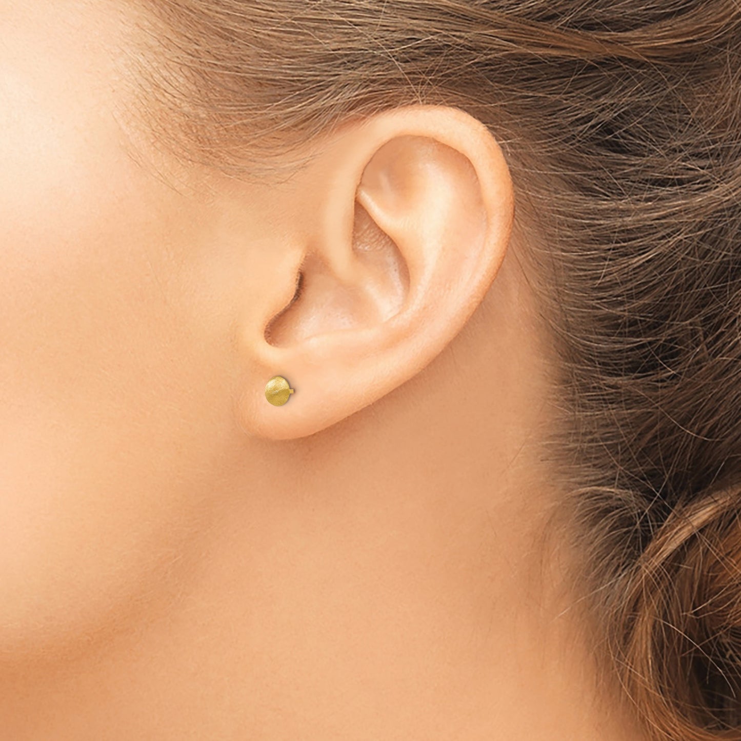 14K 5mm Satin Puffed Round Button Post Earrings