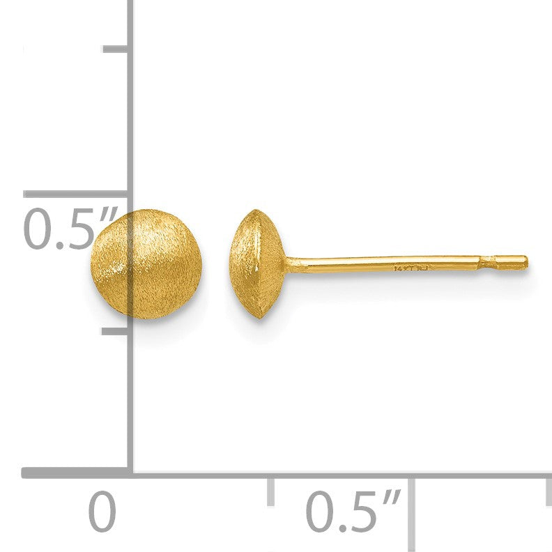 14K 5mm Satin Puffed Round Button Post Earrings