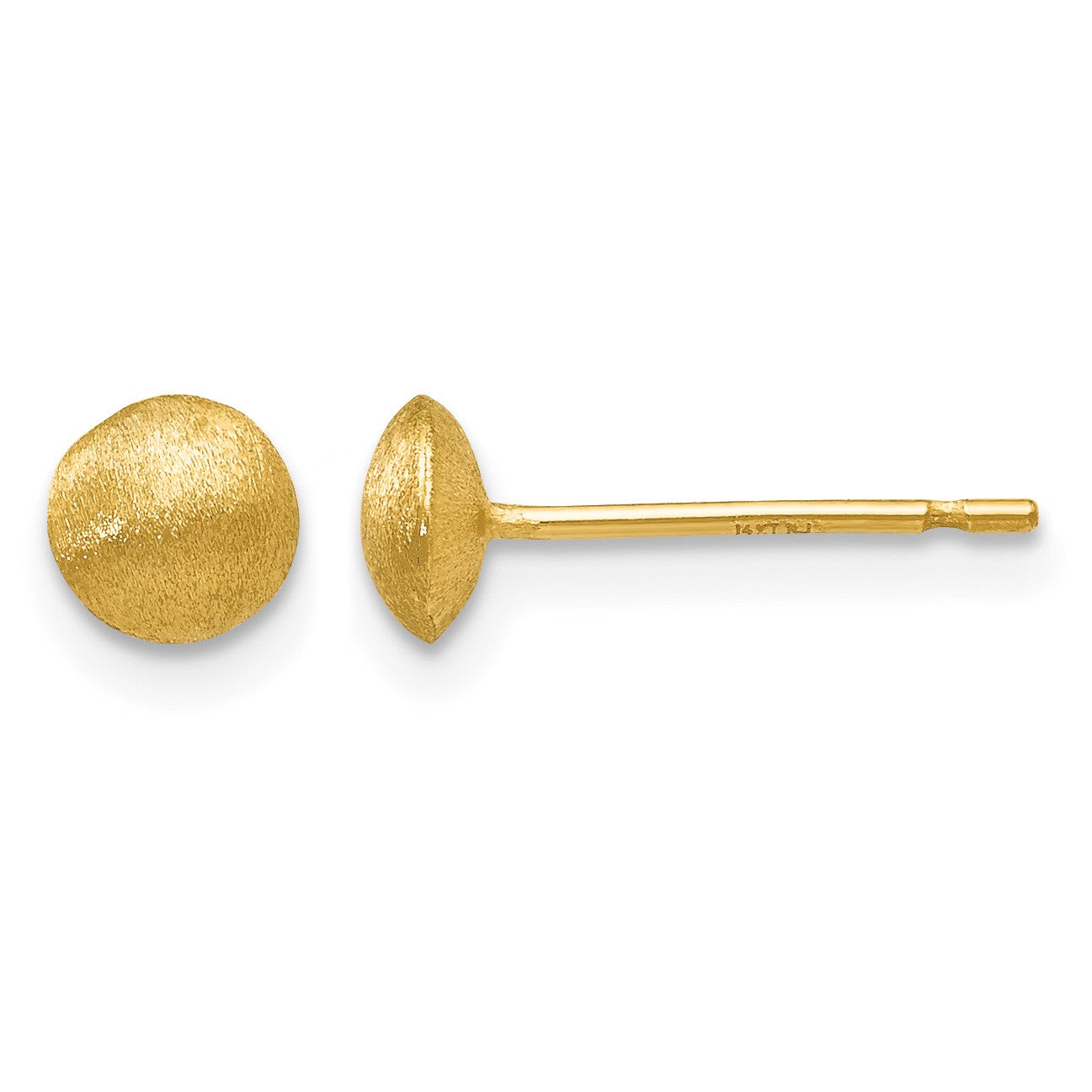 14K 5mm Satin Puffed Round Button Post Earrings