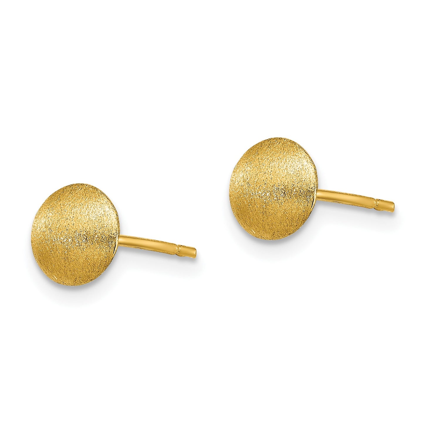 14K 7mm Satin Puffed Round Button Post Earrings