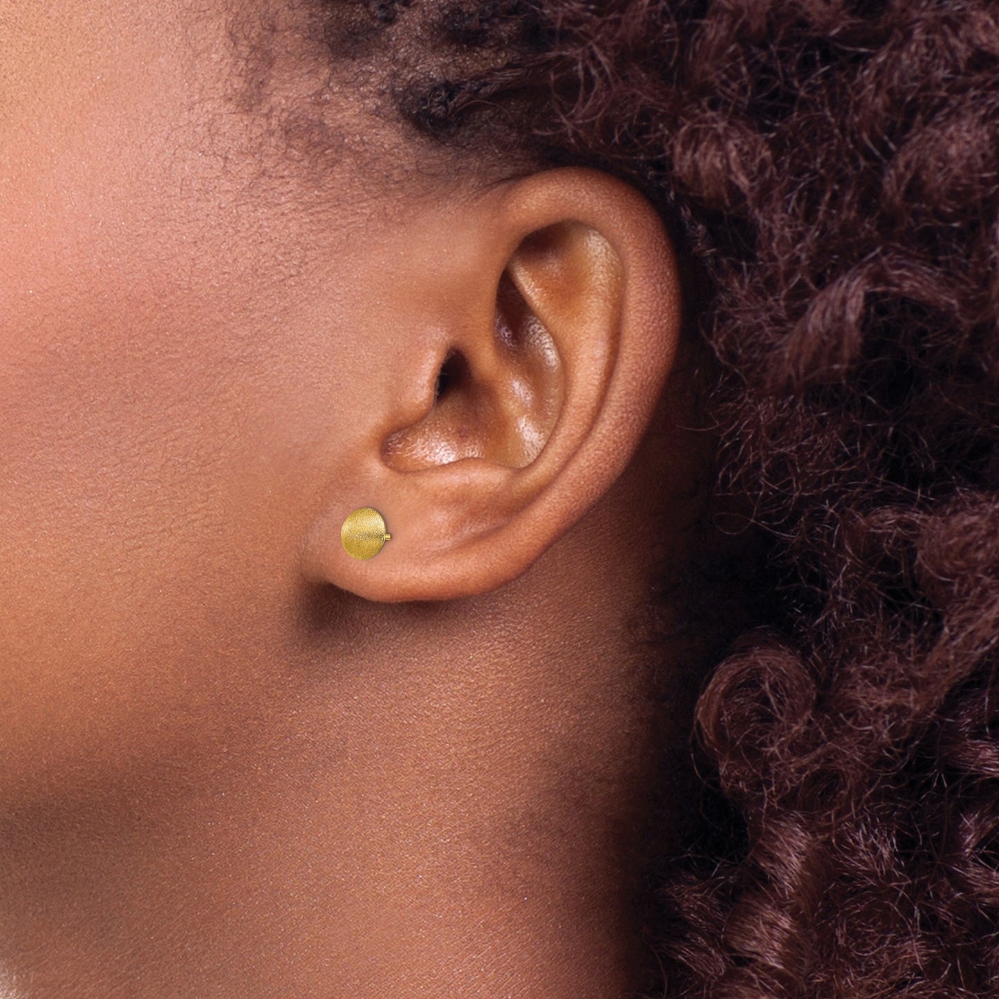 14K 7mm Satin Puffed Round Button Post Earrings