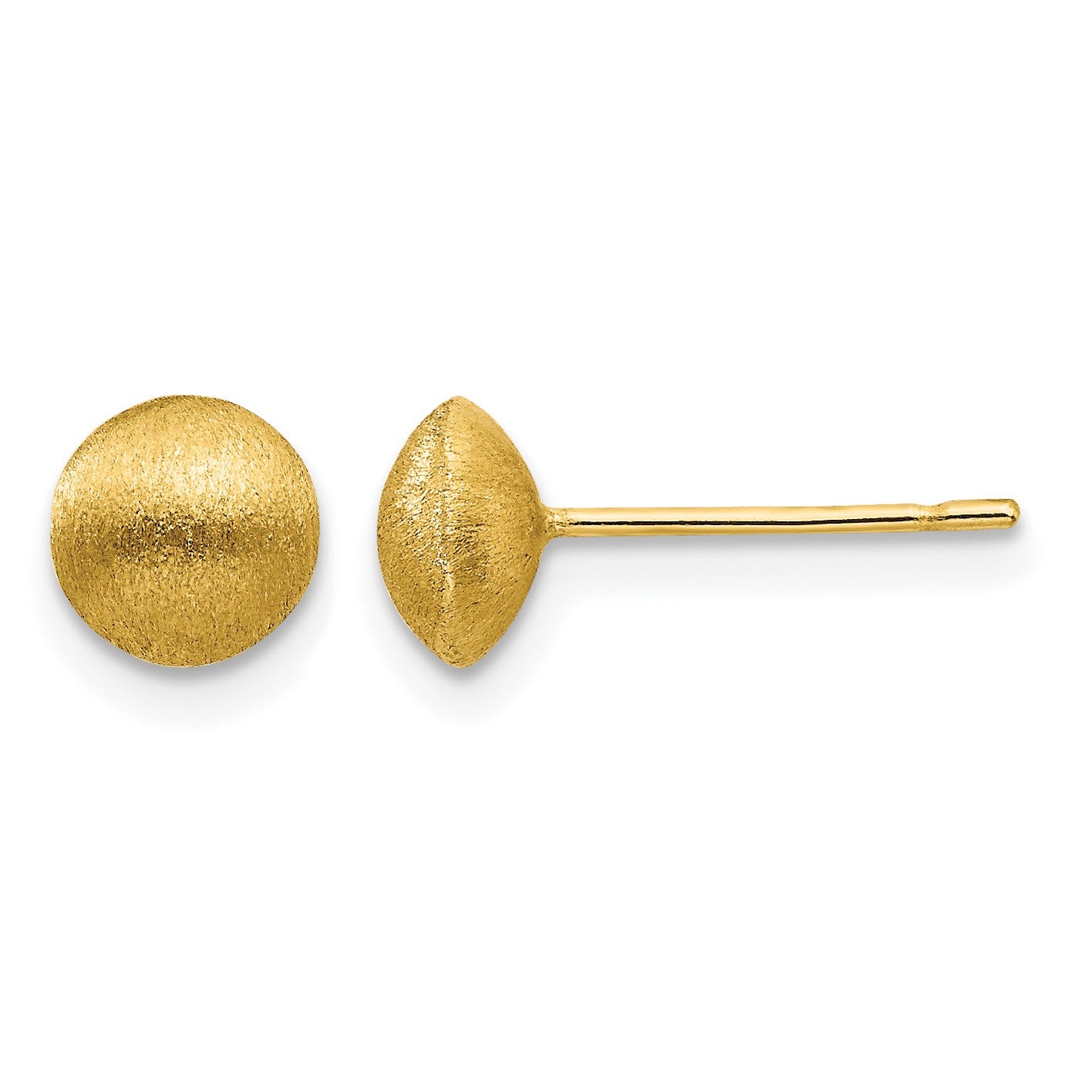 14K 7mm Satin Puffed Round Button Post Earrings