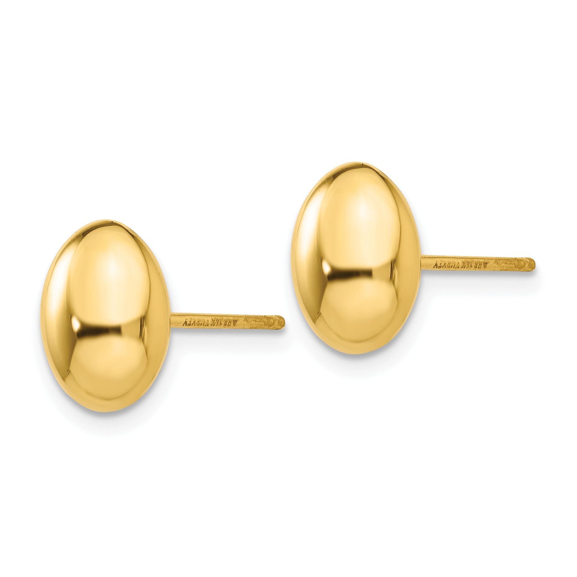 14K 10x7mm Polished Puffed Oval Button Post Earrings