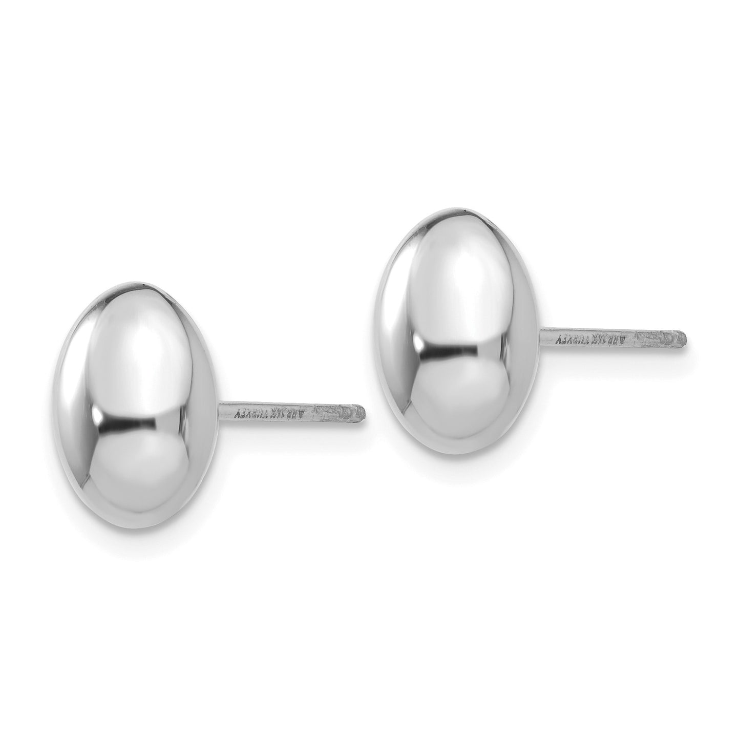 14K White Gold 10x7mm Polished Puffed Oval Button Post Earrings
