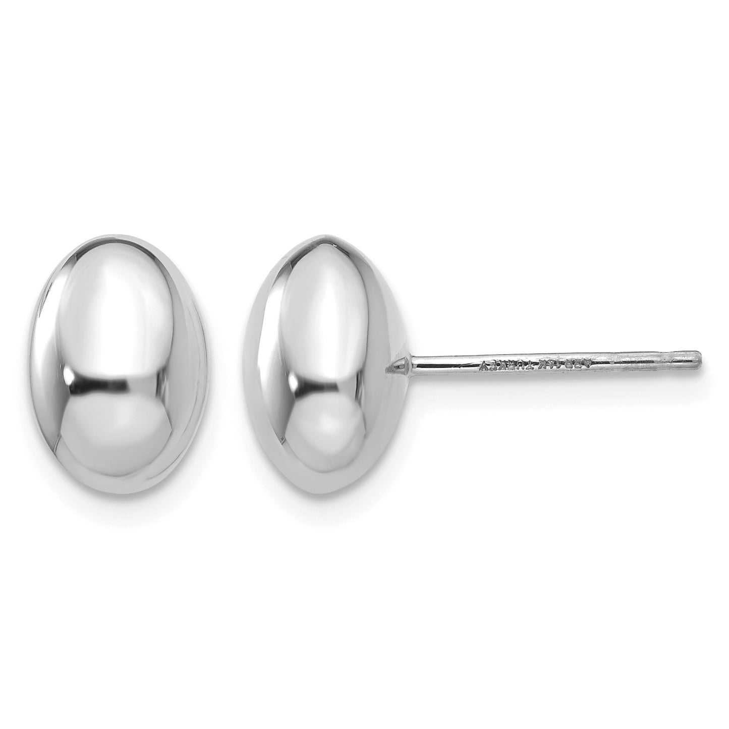 14K White Gold 10x7mm Polished Puffed Oval Button Post Earrings
