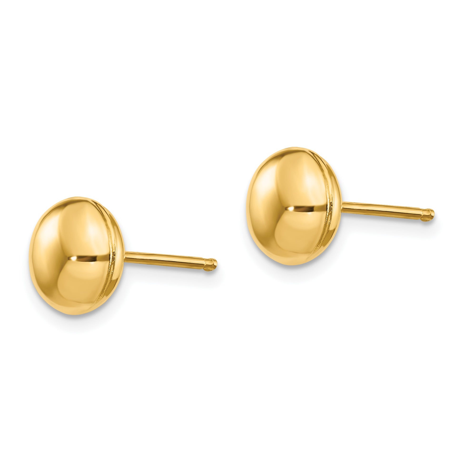 14k 8mm Polished Puffed Round Button Post Earrings