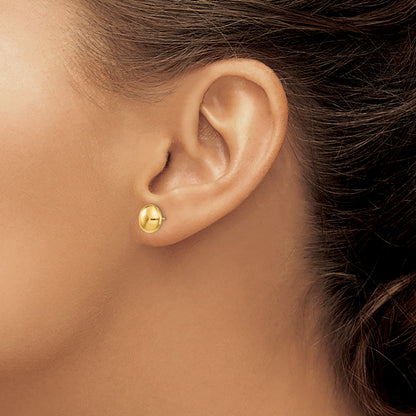 14k 8mm Polished Puffed Round Button Post Earrings