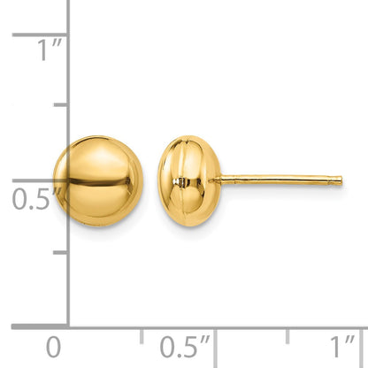 14k 8mm Polished Puffed Round Button Post Earrings