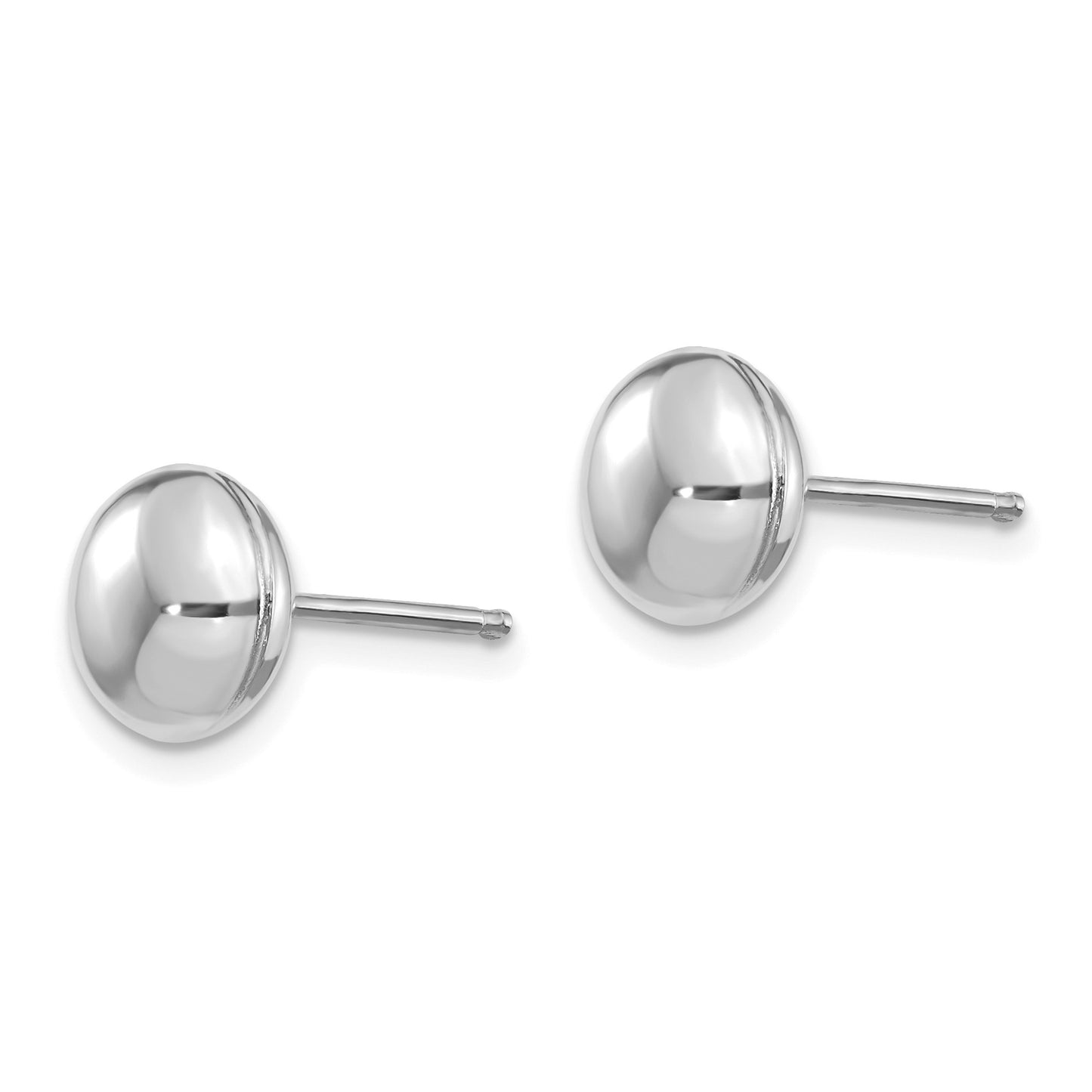 14k White Gold 8mm Polished Puffed Round Button Post Earrings