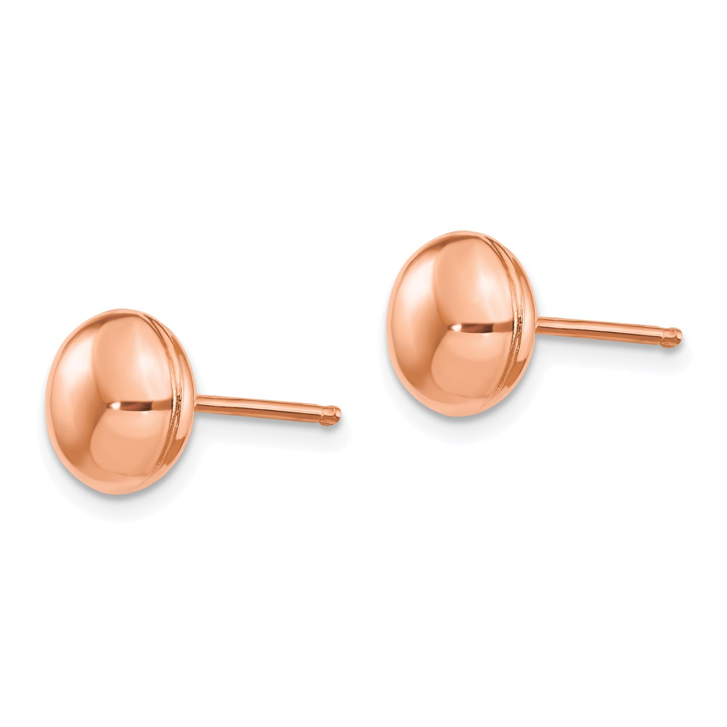 14k Rose Gold 8mm Polished Puffed Round Button Post Earrings
