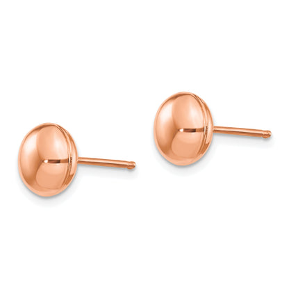 14k Rose Gold 8mm Polished Puffed Round Button Post Earrings