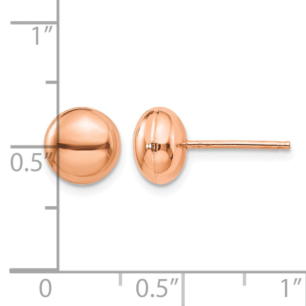 14k Rose Gold 8mm Polished Puffed Round Button Post Earrings