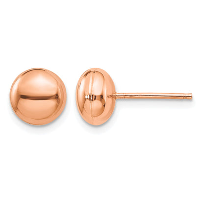 14k Rose Gold 8mm Polished Puffed Round Button Post Earrings