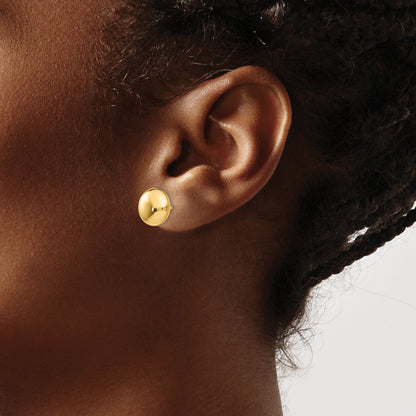 14k 10.5mm Polished Puffed Round Button Post Earrings