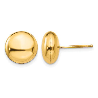 14k 10.5mm Polished Puffed Round Button Post Earrings